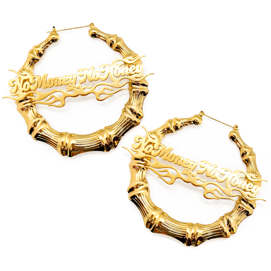 Women's White / Gold Bamboo Hoops in Clear | Gold & Honey